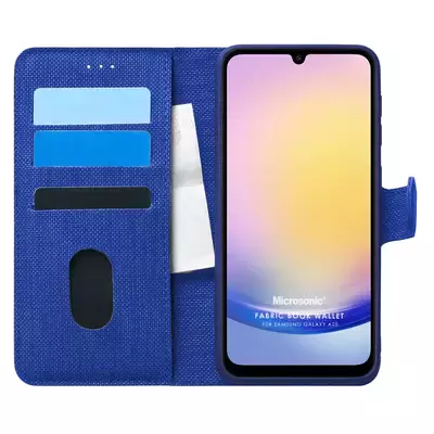 Microsonic Samsung Galaxy A25 Kılıf Fabric Book Wallet Lacivert