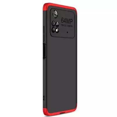 Microsonic Xiaomi Poco M4 Pro 4G Kılıf Double Dip 360 Protective AYS Siyah Kırmızı