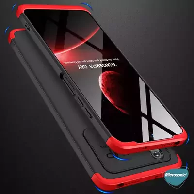 Microsonic Xiaomi Poco M4 Pro 4G Kılıf Double Dip 360 Protective AYS Siyah Kırmızı