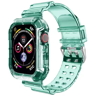 Microsonic Apple Watch SE 3 44mm Kordon Transparent Clear Band Yeşil