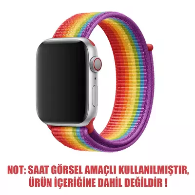 Microsonic Apple Watch Series 8 45mm Hasırlı Kordon Woven Sport Loop Pride Edition