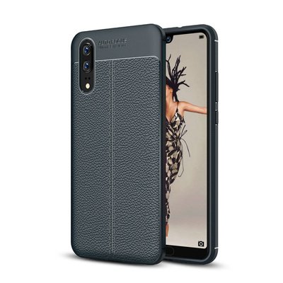 Microsonic Huawei P20 Kılıf Deri Dokulu Silikon Lacivert