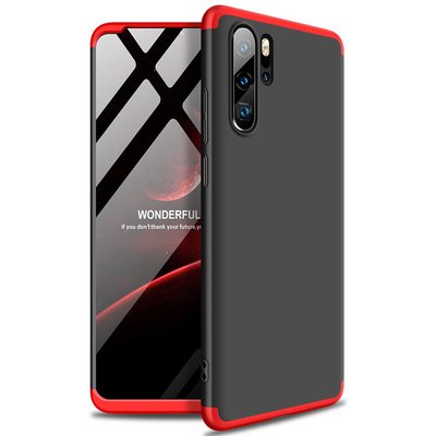 Microsonic Huawei P30 Pro Kılıf Double Dip 360 Protective AYS Siyah - Kırmızı