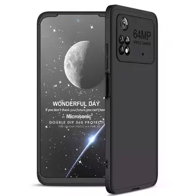 Microsonic Xiaomi Poco M4 Pro 4G Kılıf Double Dip 360 Protective AYS Siyah