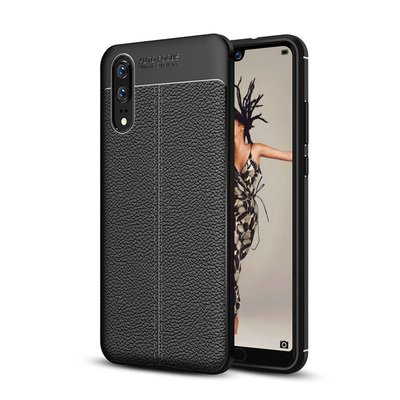 Microsonic Huawei P20 Kılıf Deri Dokulu Silikon Siyah