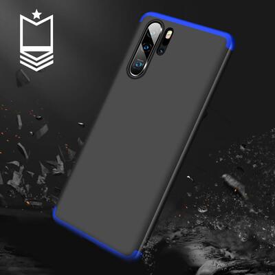 Microsonic Huawei P30 Pro Kılıf Double Dip 360 Protective AYS Siyah - Mavi