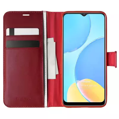 Microsonic Oppo A15s Kılıf Delux Leather Wallet Kırmızı