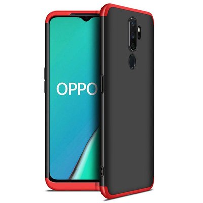 Microsonic Oppo A5 2020 Kılıf Double Dip 360 Protective AYS Siyah - Kırmızı