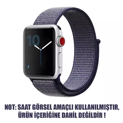 Microsonic Apple Watch Series 8 45mm Hasırlı Kordon Woven Sport Loop Lacivert