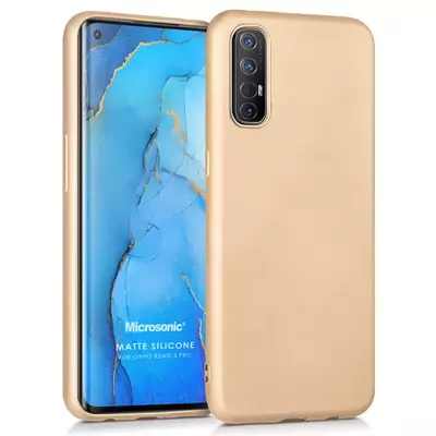 Microsonic Matte Silicone Oppo Reno 3 Pro Kılıf Gold