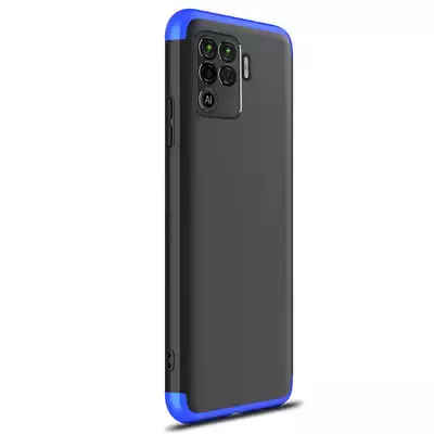 Microsonic Oppo Reno 5 Lite Kılıf Double Dip 360 Protective Siyah Mavi