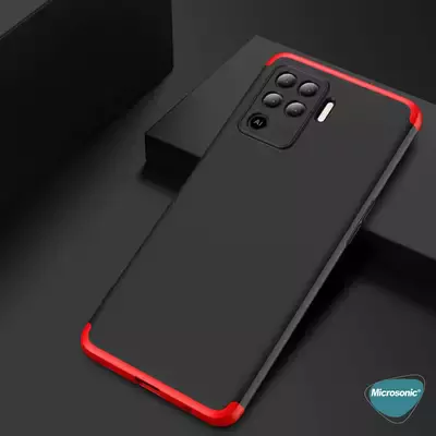 Microsonic Oppo Reno 5 Lite Kılıf Double Dip 360 Protective Siyah Mavi