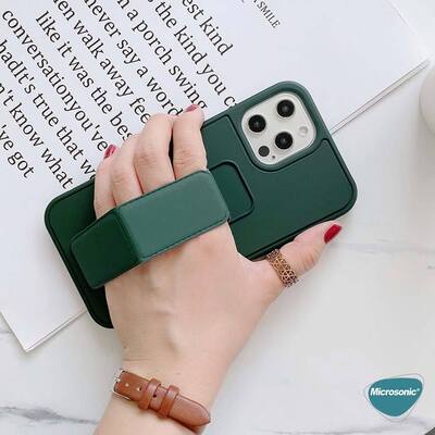 Microsonic Apple iPhone 14 Kılıf Hand Strap Koyu Yeşil