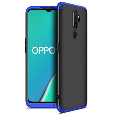 Microsonic Oppo A5 2020 Kılıf Double Dip 360 Protective AYS Siyah - Mavi