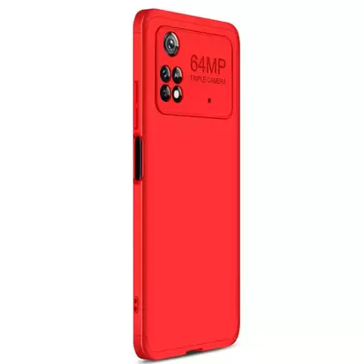 Microsonic Xiaomi Poco M4 Pro 4G Kılıf Double Dip 360 Protective AYS Kırmızı