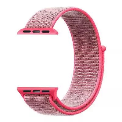 Microsonic Apple Watch Series 8 45mm Hasırlı Kordon Woven Sport Loop Pembe