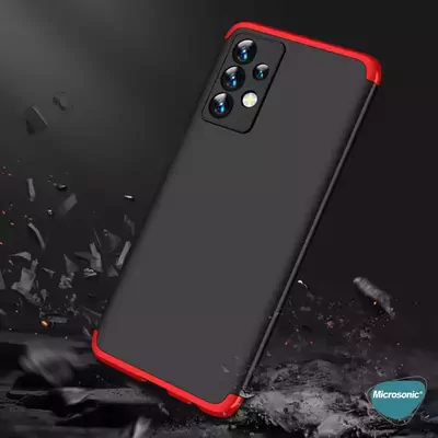 Microsonic Samsung Galaxy A23 Kılıf Double Dip 360 Protective AYS Siyah Kırmızı