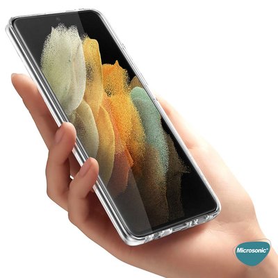 Microsonic Samsung Galaxy S21 Ultra Kılıf Komple Gövde Koruyucu Silikon Şeffaf