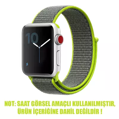 Microsonic Apple Watch Series 8 45mm Hasırlı Kordon Woven Sport Loop Koyu Yeşil