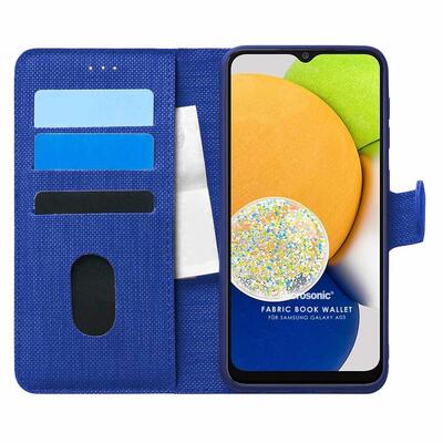 Microsonic Samsung Galaxy A03 Kılıf Fabric Book Wallet Lacivert