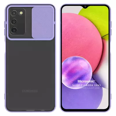 Microsonic Samsung Galaxy A03s Kılıf Slide Camera Lens Protection Lila