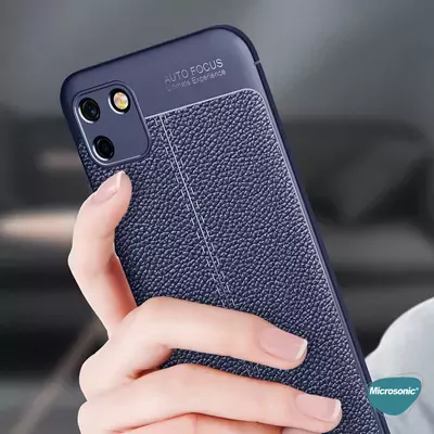 Microsonic Realme C11 Kılıf Deri Dokulu Silikon Lacivert