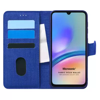 Microsonic Samsung Galaxy A05s Kılıf Fabric Book Wallet Lacivert