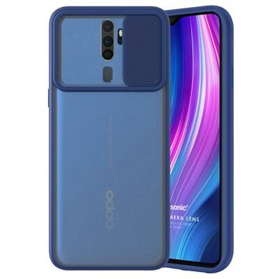 Microsonic Oppo A9 2020 Kılıf Slide Camera Lens Protection Lacivert