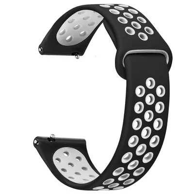 Microsonic Huawei Watch GT 6 46mm Rainbow Gently Band Kordon Siyah Beyaz