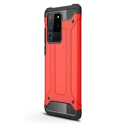 Microsonic Samsung Galaxy S20 Ultra Kılıf Rugged Armor Kırmızı