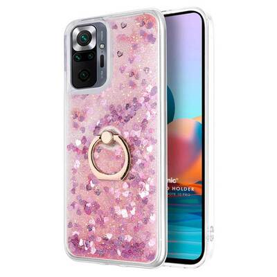 Microsonic Xiaomi Redmi Note 10 Pro Max Kılıf Glitter Liquid Holder Pembe