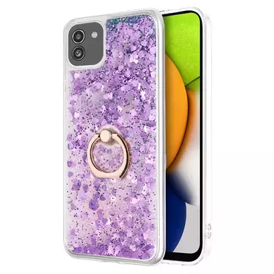 Microsonic Samsung Galaxy A03 Kılıf Glitter Liquid Holder Mor