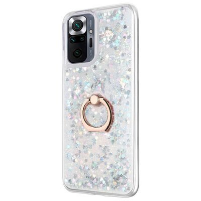 Microsonic Xiaomi Redmi Note 10 Pro Max Kılıf Glitter Liquid Holder Gümüş