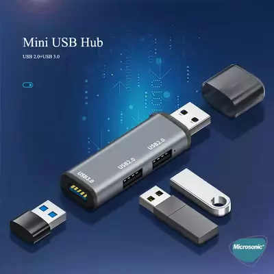 Microsonic 3 Port Hub USB 3.0 Çoğaltıcı Çoklayıcı Gri