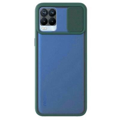 Microsonic Realme 8 Pro Kılıf Slide Camera Lens Protection Koyu Yeşil