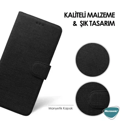 Microsonic Huawei P40 Lite Kılıf Fabric Book Wallet Gold