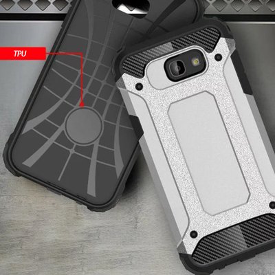 Microsonic Samsung Galaxy A3 2017 Kılıf Rugged Armor Gümüş