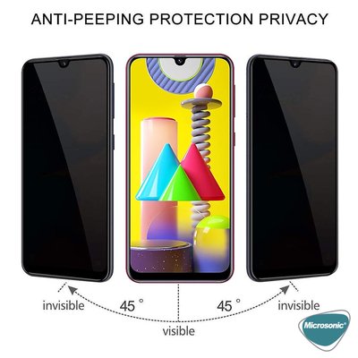 Microsonic Samsung Galaxy M31 Invisible Privacy Kavisli Ekran Koruyucu Siyah