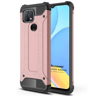 Microsonic Oppo A15s Kılıf Rugged Armor Rose Gold