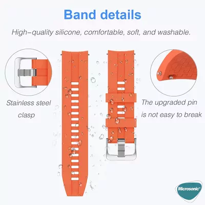 Microsonic Oppo Watch 41mm Kordon, Silicone RapidBands Turuncu ( Gümüş Pimli )