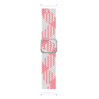 Microsonic Huawei Watch 5 46mm Kordon Braided Loop Band Pembe Beyaz
