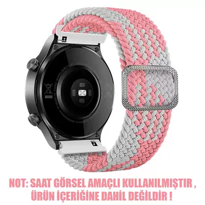 Microsonic Huawei Watch 5 46mm Kordon Braided Loop Band Pembe Beyaz
