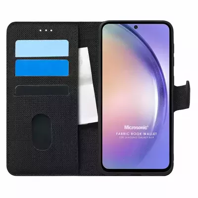 Microsonic Samsung Galaxy A54 Kılıf Fabric Book Wallet Siyah