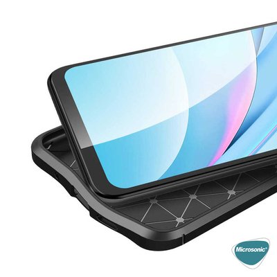 Microsonic Xiaomi Redmi 9T Kılıf Deri Dokulu Silikon Lacivert