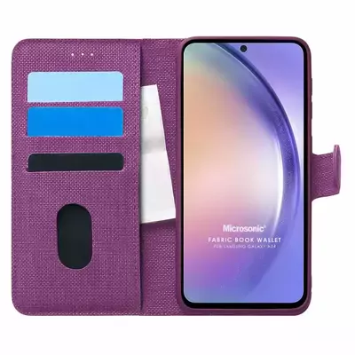 Microsonic Samsung Galaxy A54 Kılıf Fabric Book Wallet Mor