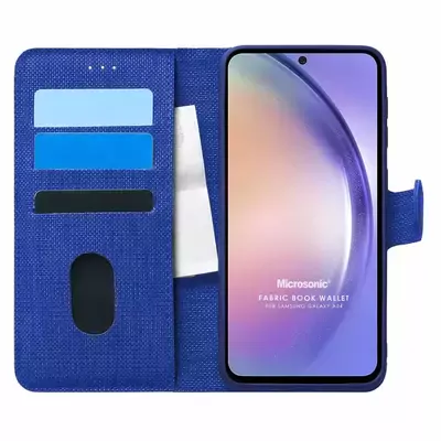 Microsonic Samsung Galaxy A54 Kılıf Fabric Book Wallet Lacivert