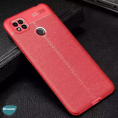 Microsonic Xiaomi Redmi 10A Kılıf Deri Dokulu Silikon Kırmızı