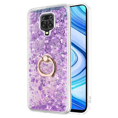 Microsonic Xiaomi Redmi Note 9S Kılıf Glitter Liquid Holder Mor