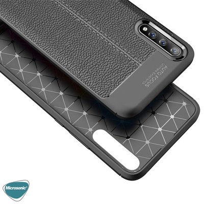 Microsonic Huawei P Smart S Kılıf Deri Dokulu Silikon Siyah