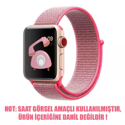 Microsonic Apple Watch Series 8 41mm Hasırlı Kordon Woven Sport Loop Pembe